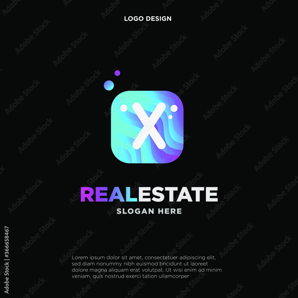 Obraz premium Letter X With Bubble, Initial Letter Logo For Your Company Name, Alphabet Logo Template Ready For Use, Modern Initial Logo