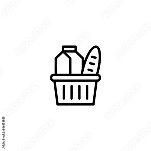 Groceries Icon  in black line style icon, style isolated on white background