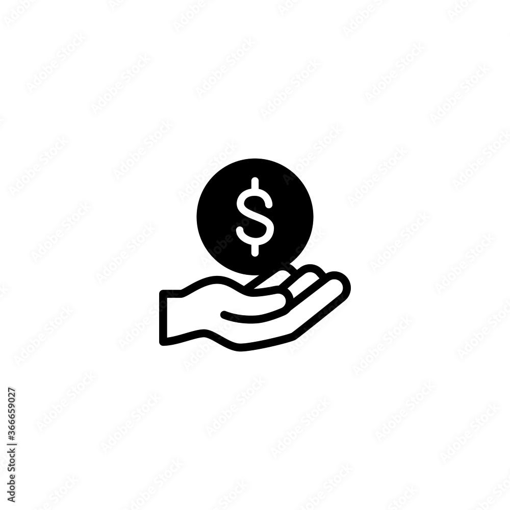 Save Money Icon in black flat glyph, filled style isolated on white background Save Money Icon in black flat glyph, filled style isolated on white background