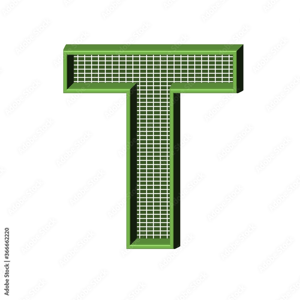 Fotografie 3D GREEN ENGLISH ALPHABET TEXT FILLED WITH BRICK PATTERN