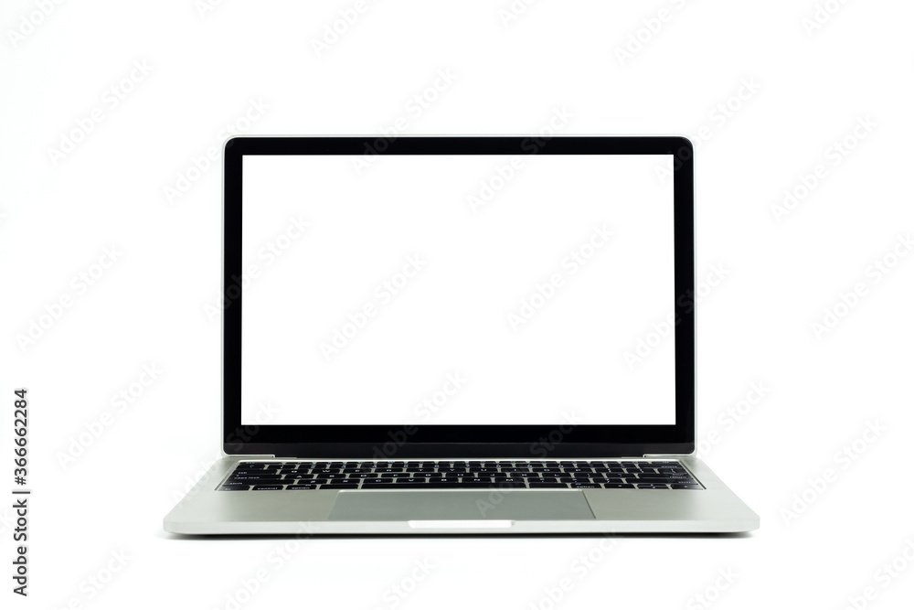 mock up Computer laptop screen with blank white screen isolated on white background, with clipping path mock up Computer laptop screen with blank white screen isolated on white background, with clipping path