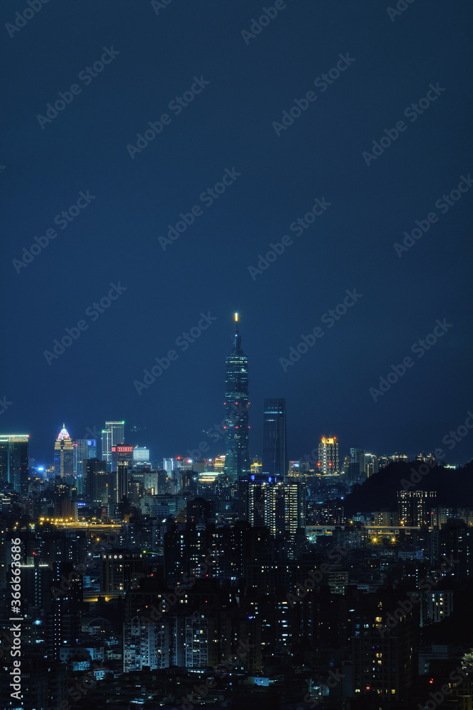 Taipei, Taiwan Night View - Asia business city concept image, modern cityscape building in Taipei, Taiwan.