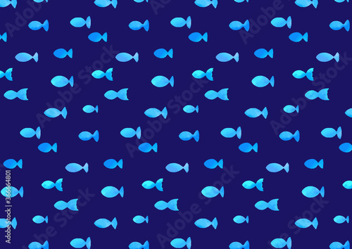 水彩　 海　魚　シームレス　パターン　watercolor sea fish seamless pattern