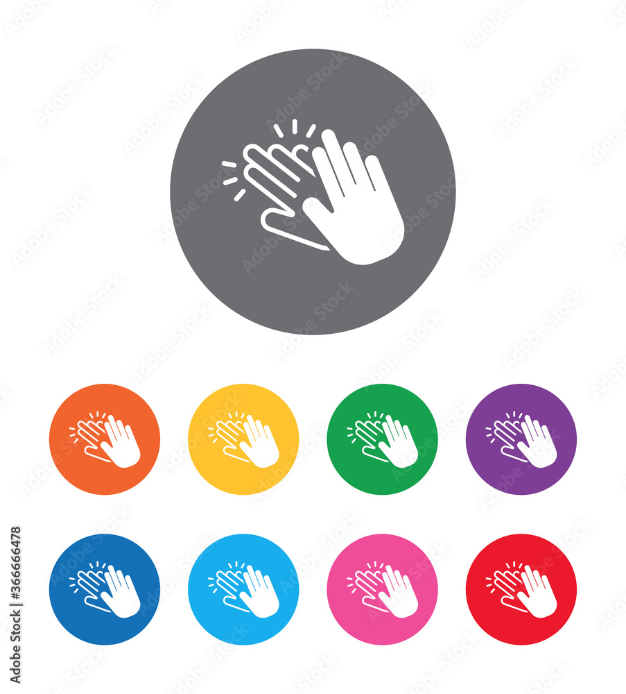 Fotografie Hands clap icon flat design round button set illustration