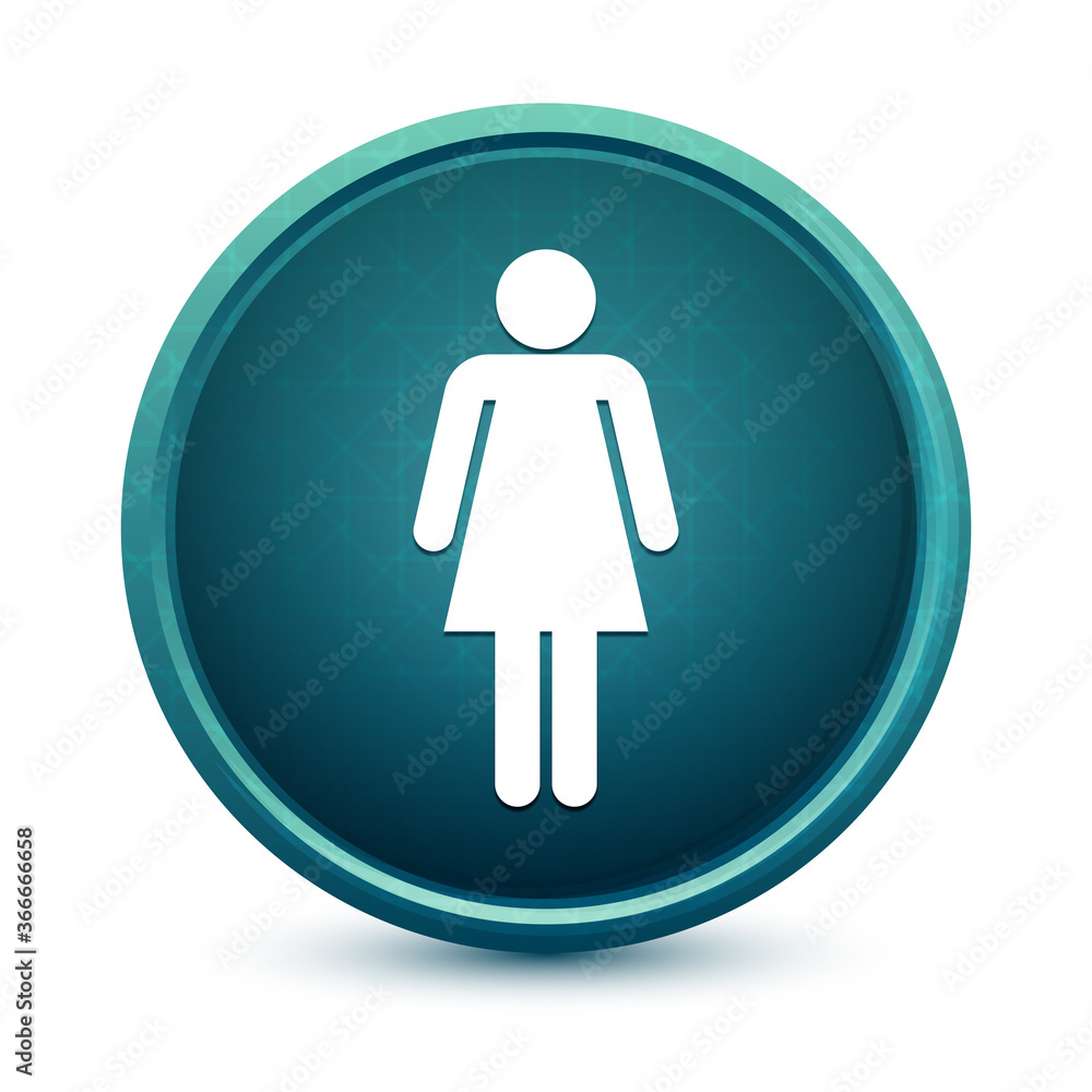 Woman icon shiny light blue round button illustration Woman icon shiny light blue round button illustration