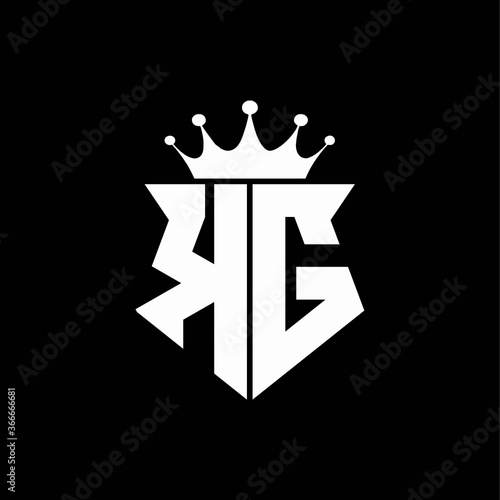 kg logo monogram shield shape with crown design template