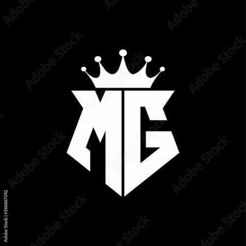 mg logo monogram shield shape with crown design template