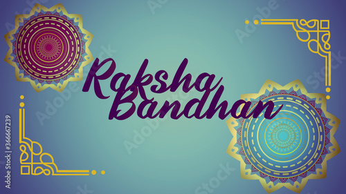 Happy raksha bandhan rakhi banner green teal blue background 