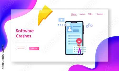 Ranking Evaluation and Rating Classification Landing Page Template. Displeased Client Leave Bad Review and Feedback