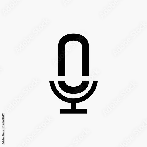 initial podcast logo monogram with microphone shape