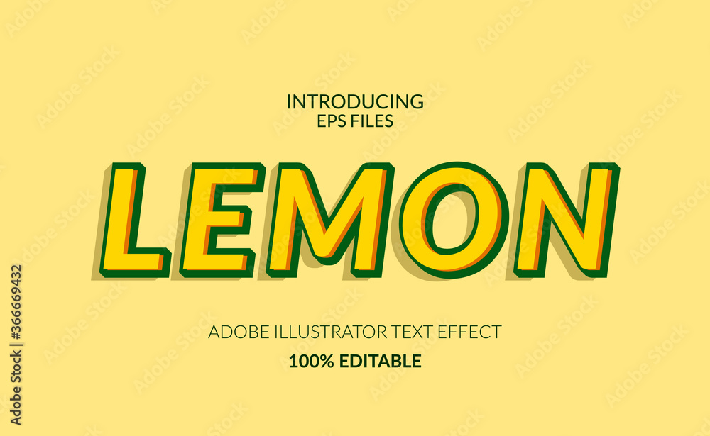 fresh lemon lime yellow color. editable text and font effect