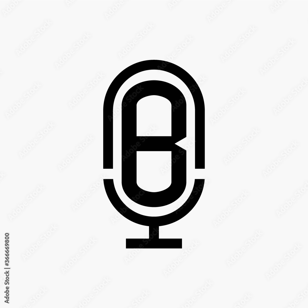 initial podcast logo monogram with microphone shape initial podcast logo monogram with microphone shape