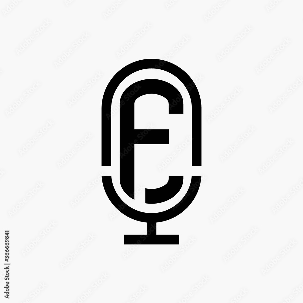 initial podcast logo monogram with microphone shape initial podcast logo monogram with microphone shape