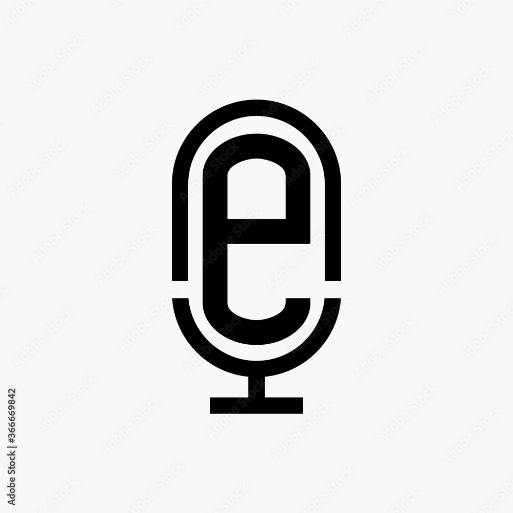 initial podcast logo monogram with microphone shape initial podcast logo monogram with microphone shape
