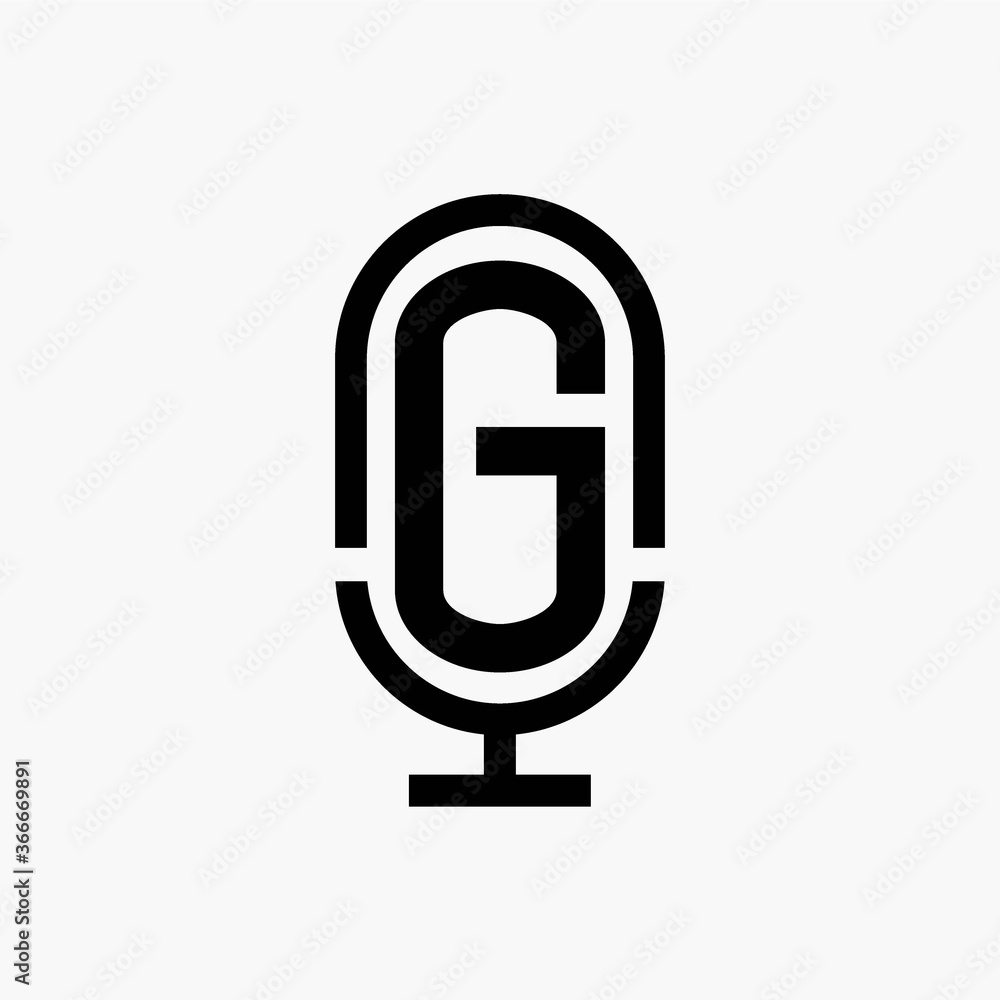 initial podcast logo monogram with microphone shape initial podcast logo monogram with microphone shape