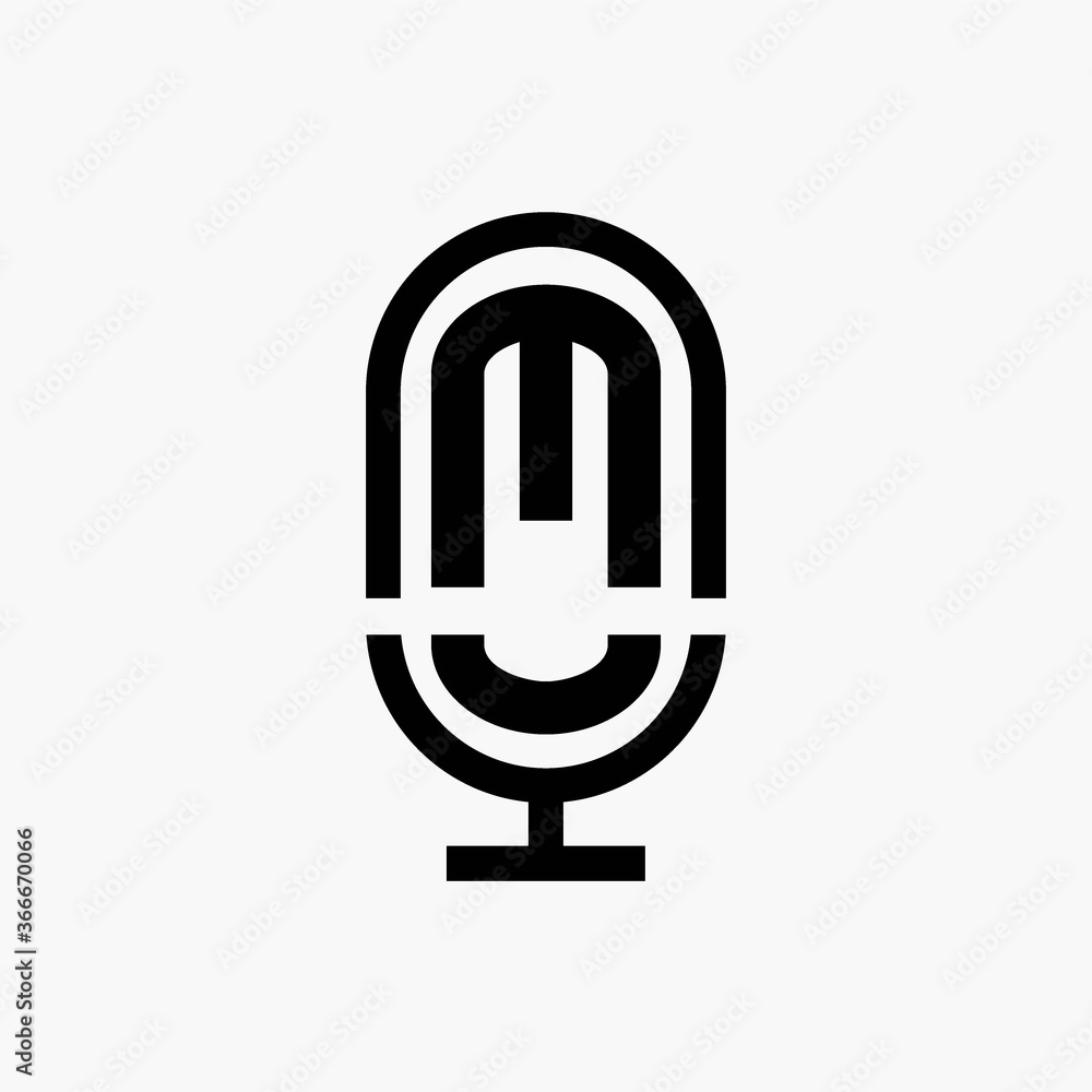 initial podcast logo monogram with microphone shape initial podcast logo monogram with microphone shape