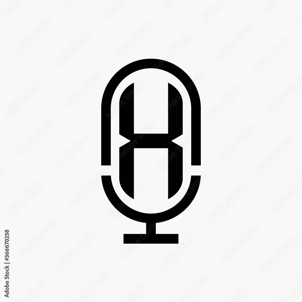 initial podcast logo monogram with microphone shape initial podcast logo monogram with microphone shape