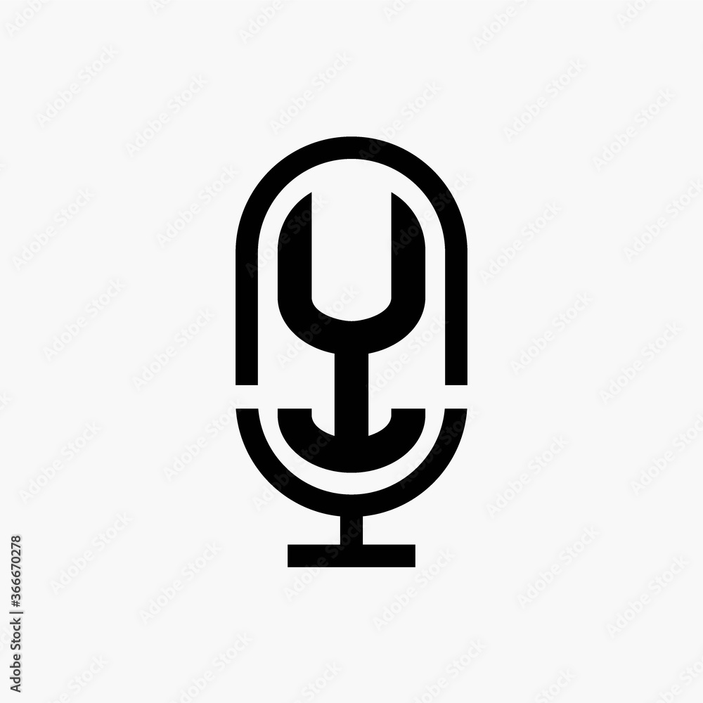 initial podcast logo monogram with microphone shape initial podcast logo monogram with microphone shape