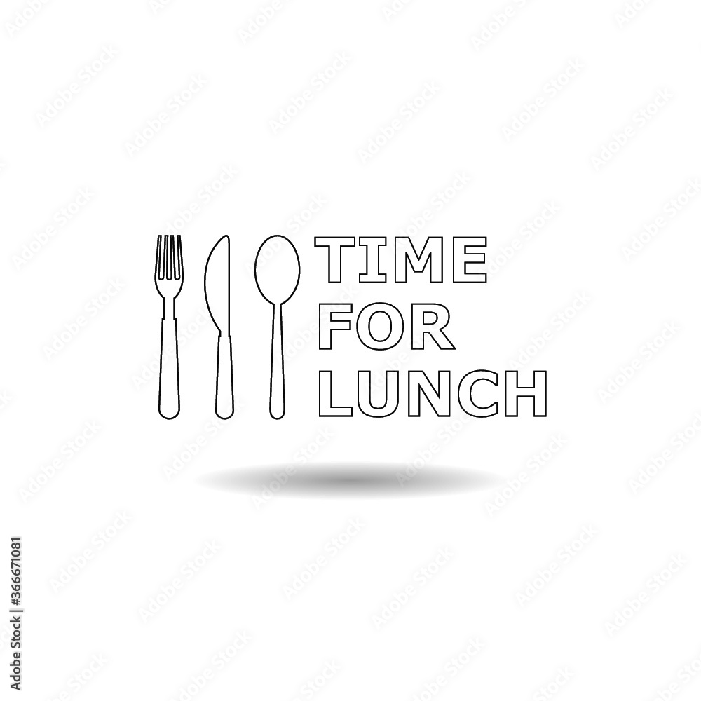 Fototapeta premium Time for lunch line icon with shadow