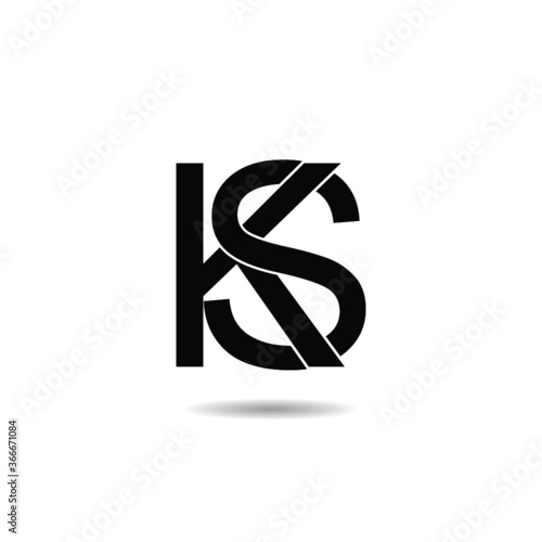 Initial KS letter Logo Design with shadow