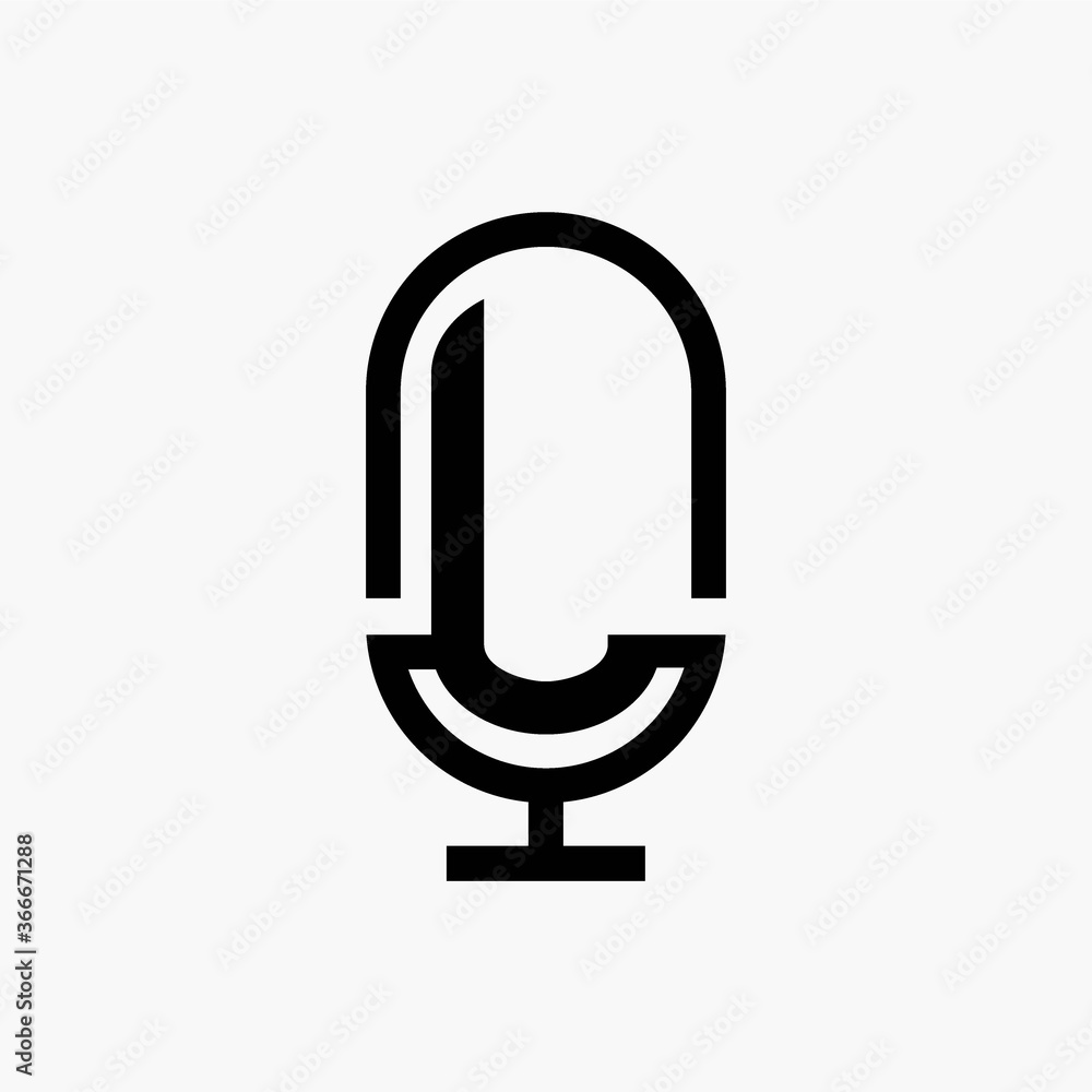 L initial podcast logo monogram with microphone shape L initial podcast logo monogram with microphone shape