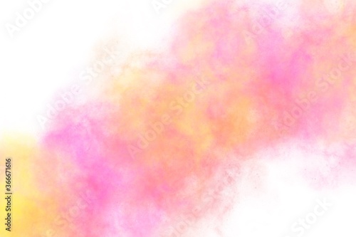 Abstract pink watercolor on white background.The color splashing in the paper.It is a hand drawn. 