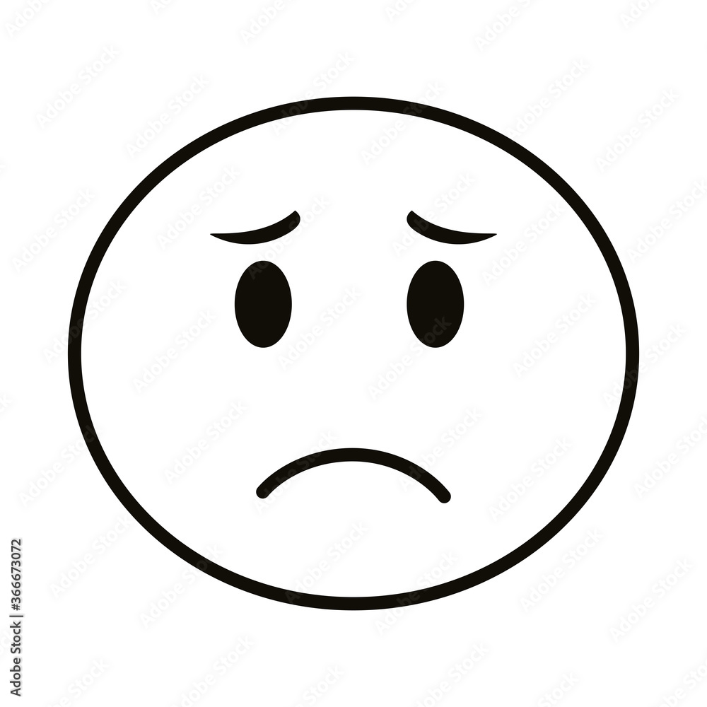 Fototapeta premium sad emoji face classic line style icon