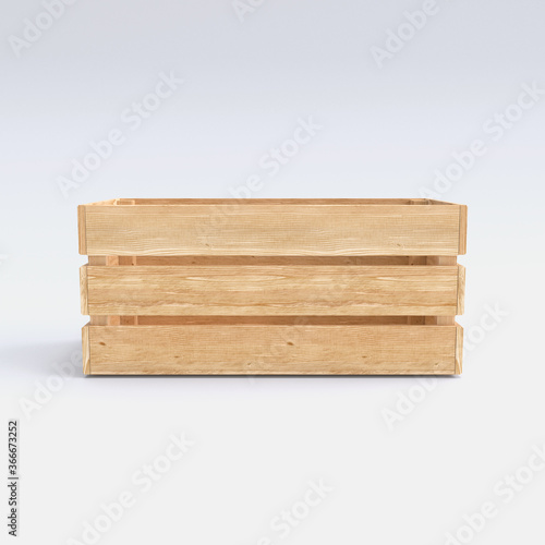 Fototapet Wooden crate on white background