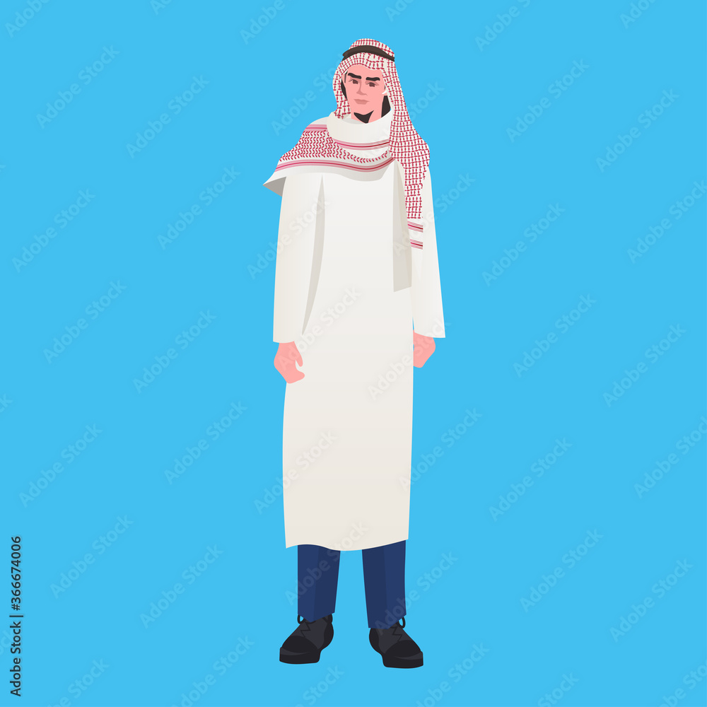 arabic businessman in traditional clothes arab male cartoon character standing pose full length vector illustration arabic businessman in traditional clothes arab male cartoon character standing pose full length vector illustration