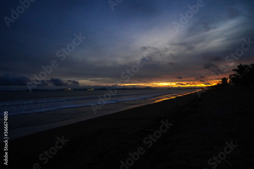 Beautiful Sunset with magic colors on the beach of Costa Rica