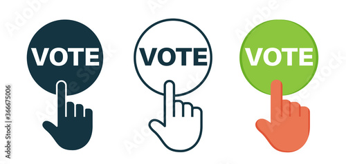 Vote icon in line, glyph and flat styles.