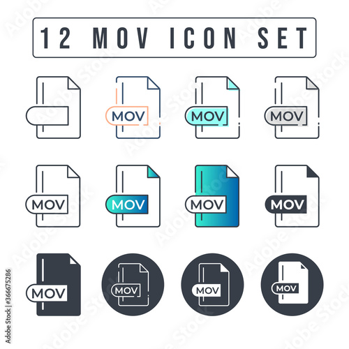 MOV File Format Icon Set. 12 MOV icon set.