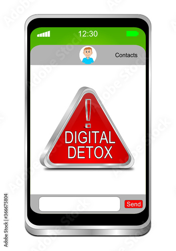 Smartphone with Digital Detox Button - 3D illustration