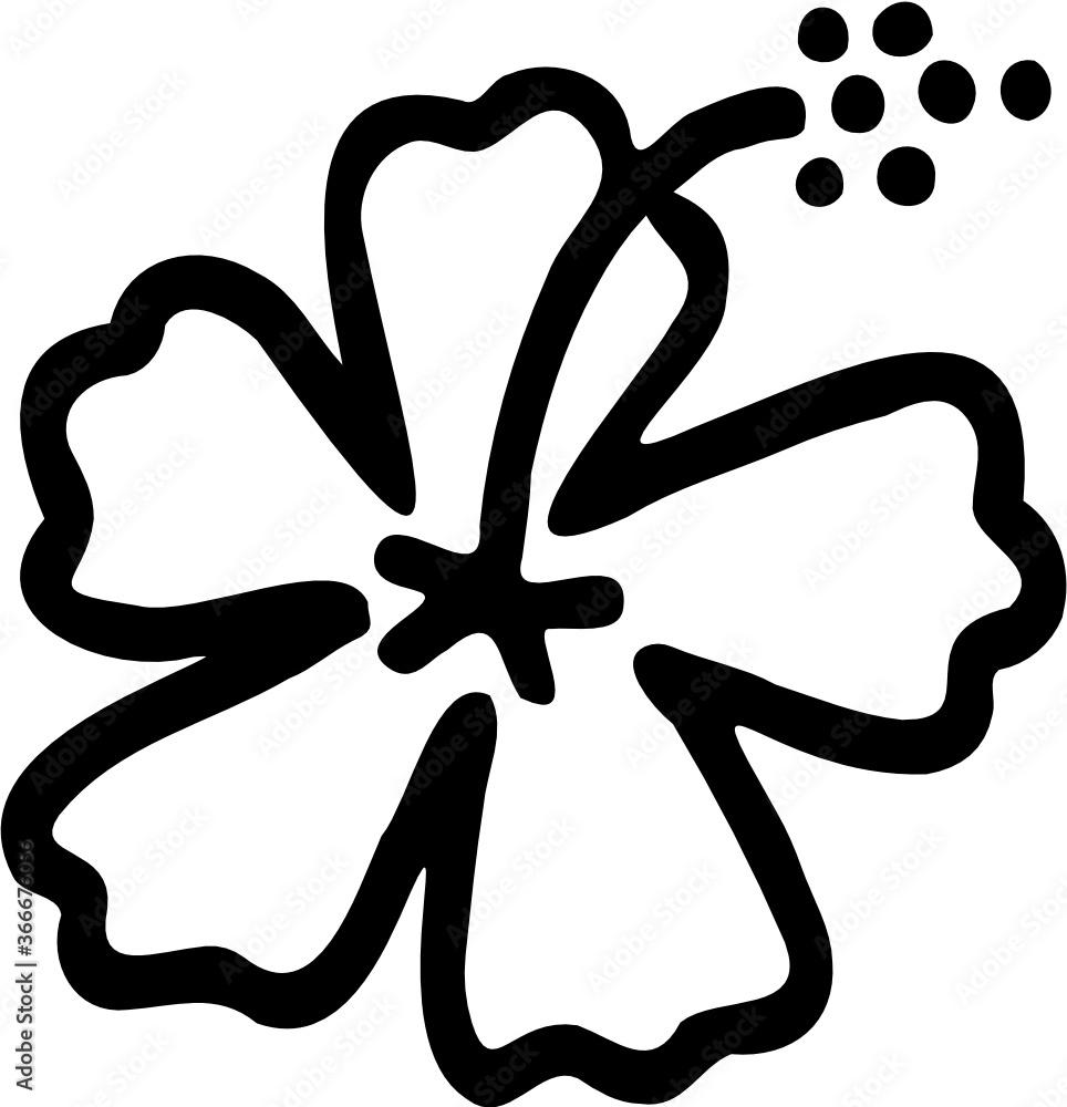 Hibiscus Flower Tropical Summer Line Doodle Vector Illustration Hibiscus Flower Tropical Summer Line Doodle Vector Illustration