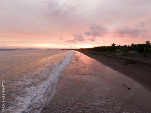 Beautiful Sunset with magic colors on the beach of Costa Rica