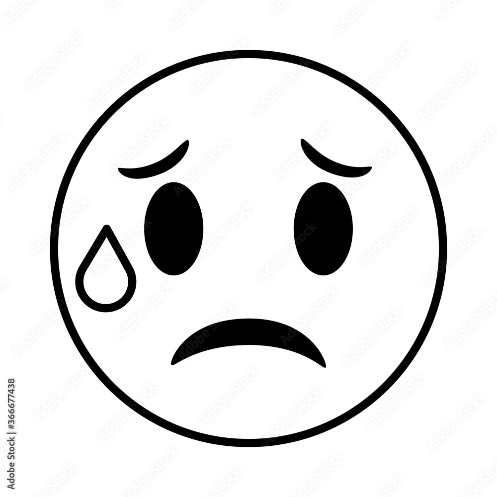 crying emoji face classic line style icon crying emoji face classic line style icon