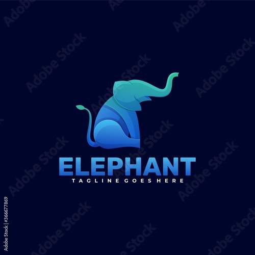 Vector Logo Illustration Elephant Gradient Colorful Style.