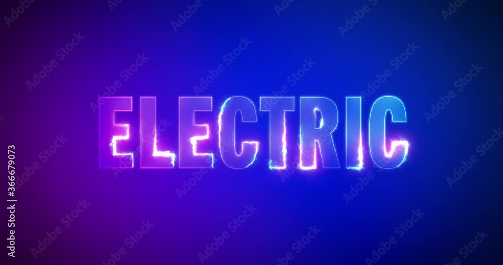 Electric lightning words. Burning energetic Logo on purple blue background. High quality 4k footage