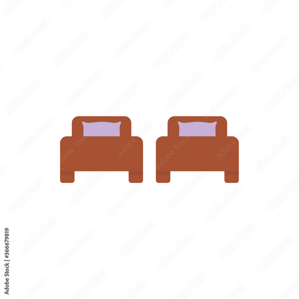 Flat bed, sleeper icon, vector illustration isolated on white background Flat bed, sleeper icon, vector illustration isolated on white background