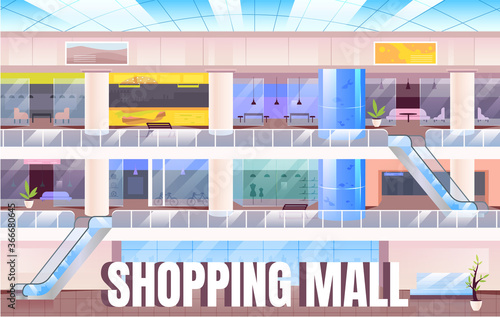 Shopping mall banner flat vector template