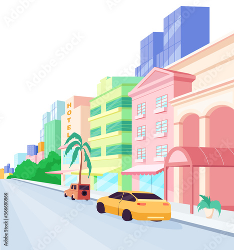 Miami streets flat color vector object © The img