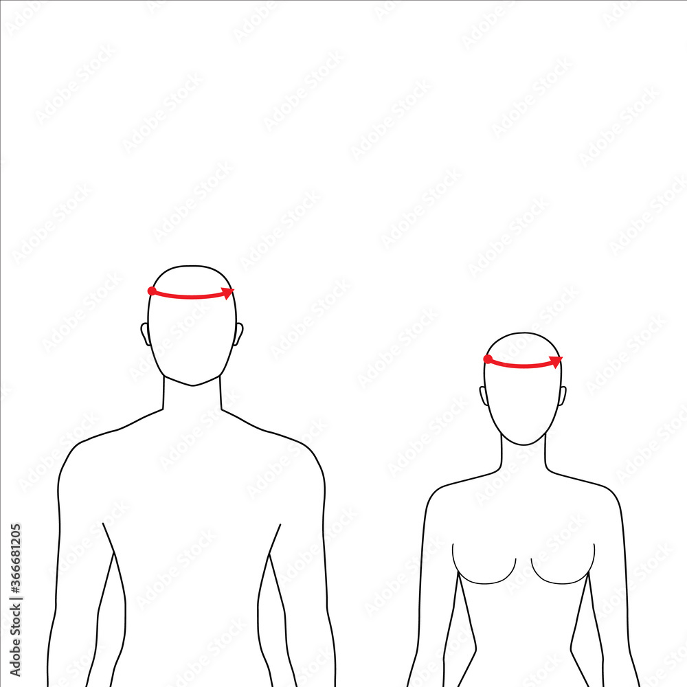 Women and men to do head measurement fashion Illustration for size