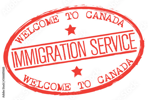 Immigration Service Stamp. Welcome To Canada. Vector Rubber Stamp.