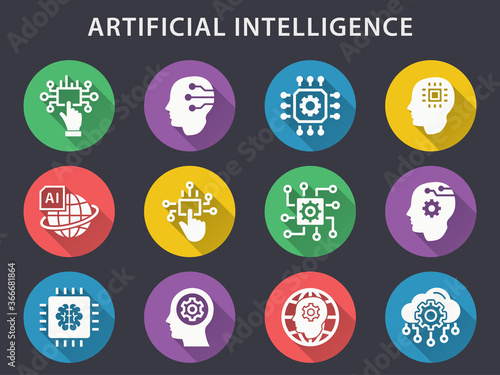 Artificial Intelligence vector icons set.