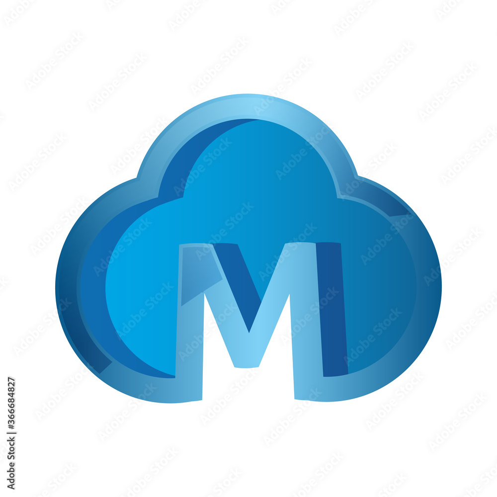 Digital Tech Cloud Logo design with initial letter M sign Vector Illustrations Digital Tech Cloud Logo design with initial letter M sign Vector Illustrations