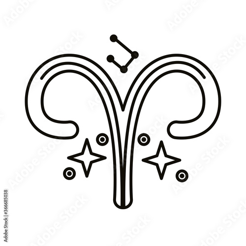 aries zodiac sign symbol line style icon