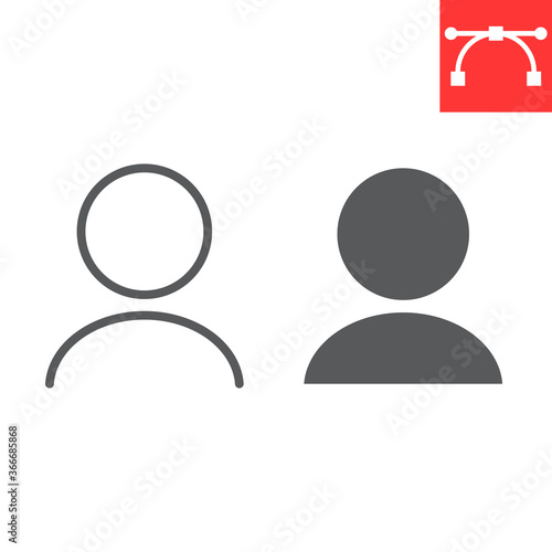 User profile line and glyph icon, ui and button, account sign vector graphics, editable stroke linear icon, eps 10.