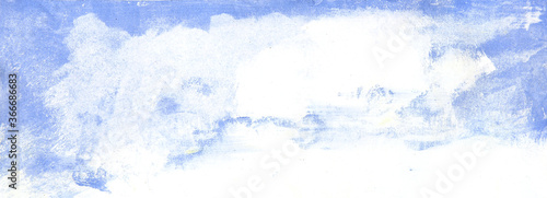 Abstract watercolour clouds painting background. Cloudy sky watercolor texture banner.