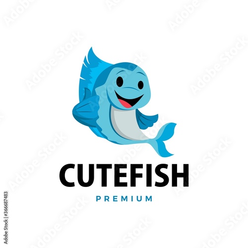 fish thumb up mascot character logo vector icon illustration