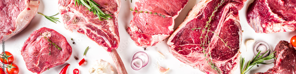 Set of meat steaks Set of meat steaks